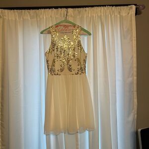 B. Darlin Gold & White Formal Dress